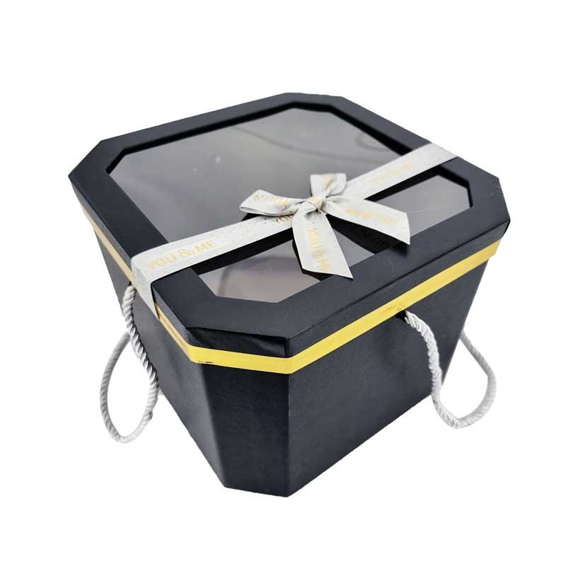 Boîte cadeau à nœud noir Grande boîte cadeau d'anniversaire